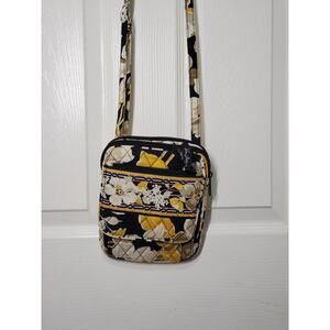 Vera Bradley Crossbody Bag–Yellow Floral Pattern Quilted Cotton Adjustable Strap